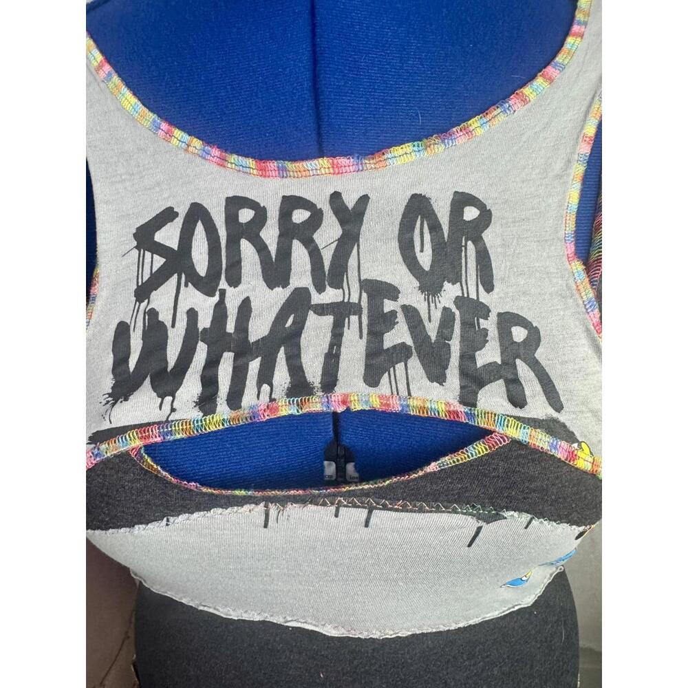 Ti-Riffic Tanks Bart Simpson Cutout Upcycled Graphic Tee‎ M/L Grunge Top Layer